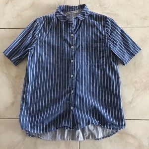 Blue pinstripes button up dress shirt